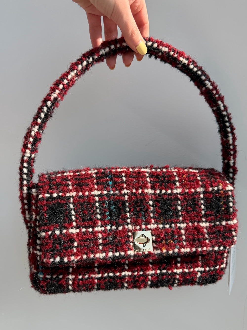NWT Anine Bing Red Tweed Shoulder Bag